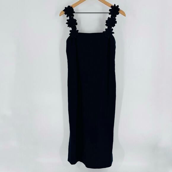 Pearl by Lela Rose NWT Navy Cotton Canvas Floral Strap Column Dress Size 6 - Picture 12 of 12